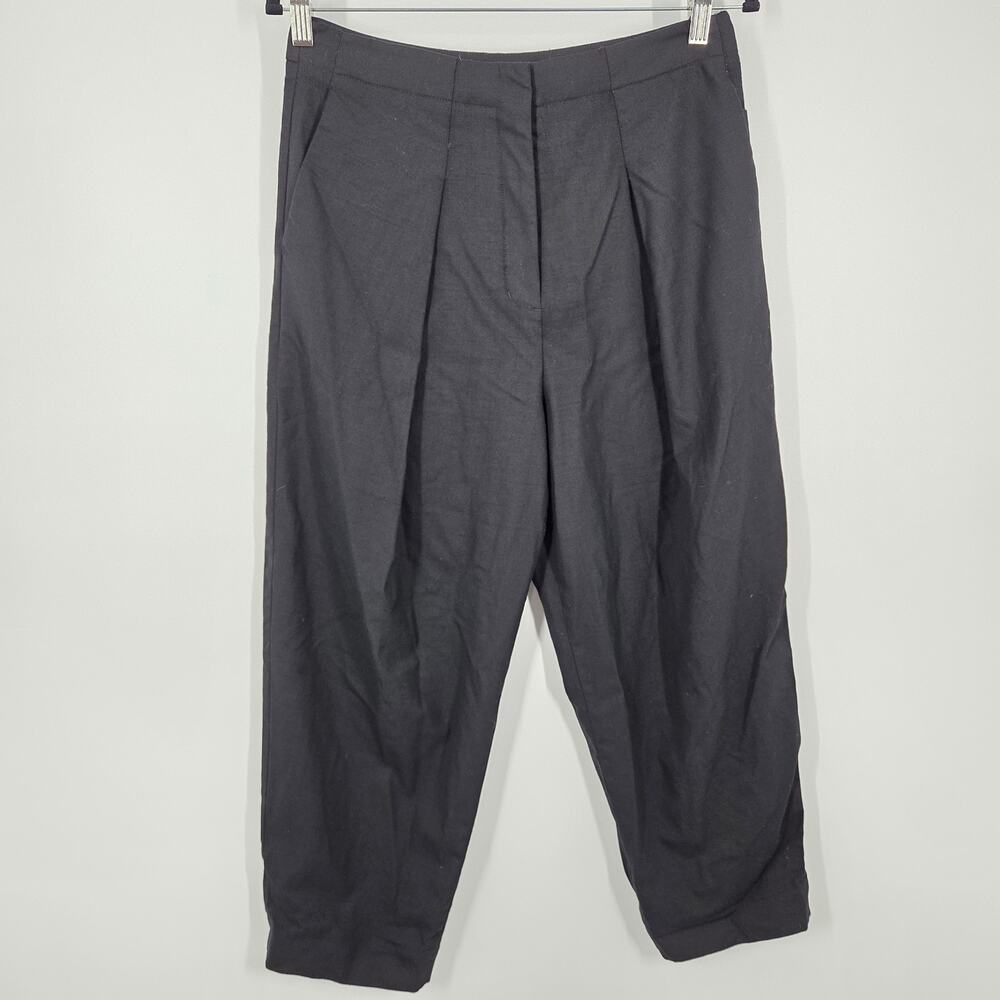 Kit and Ace 6 Black Rhodes Work Casual Wool Silk Cashmere Pants Pleated Straight